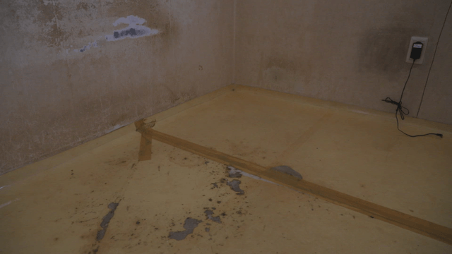 Empty room with damaged walls and floor