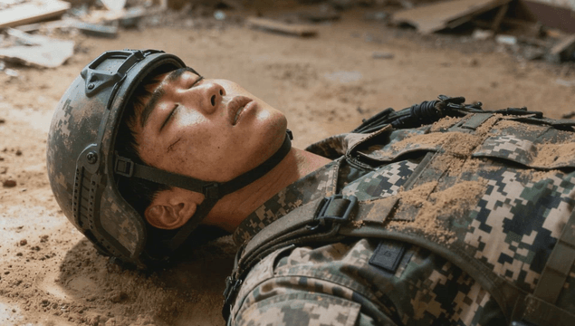 Soldier lying on the ground