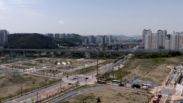 A sprawling cityscape with high-rise buildings
