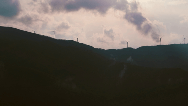 Wind turbines on a mountain ridge