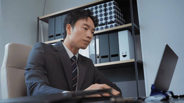 Businessman working at a desk in an office