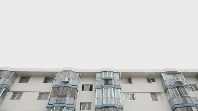 Apartment building under a clear sky