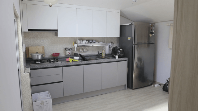 Tidy kitchen with modern appliances