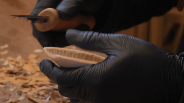Wood carving with precision and skill