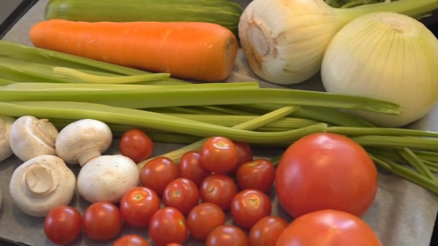Fresh vegetables on a kitchen tray