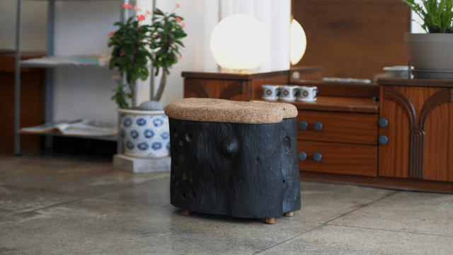 Cozy interior space with wooden furniture