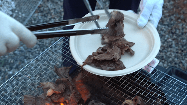 Meat grilling on a hot barbecue