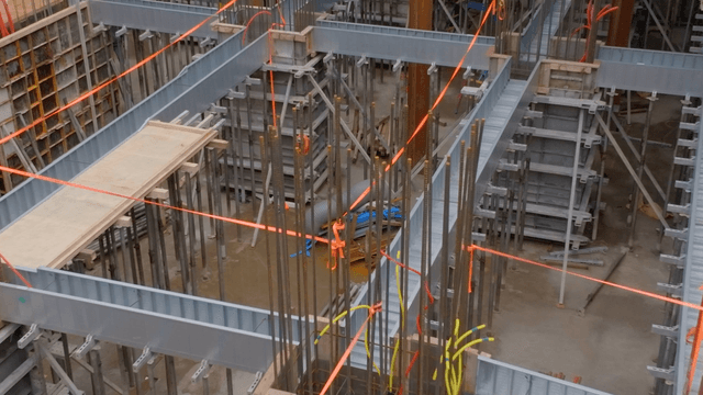 Construction site with metal framework