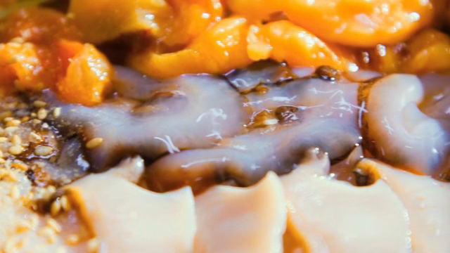 Fresh seafood dish with sesame seeds