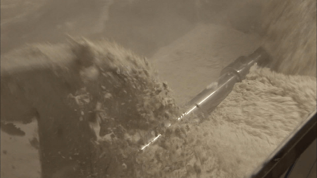 Mixing flour in an industrial machine