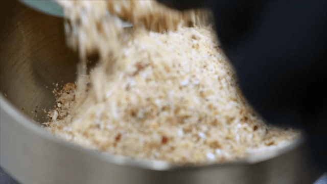 Seasoning powder transferred from blender to bowl