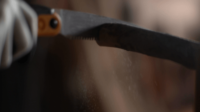 Sawing wood with precision and care
