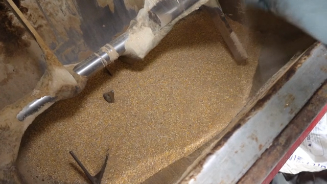 Mixing grains in a large container