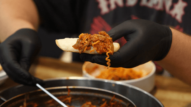 Dish made with budaejjigae and bread