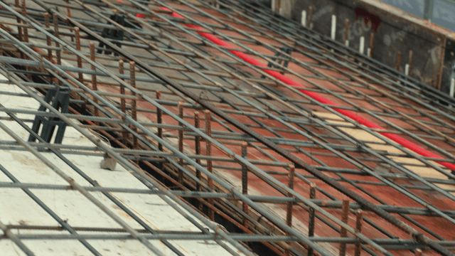 Rebar grid on a construction site