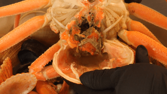 Opening Boiled Crab Shell