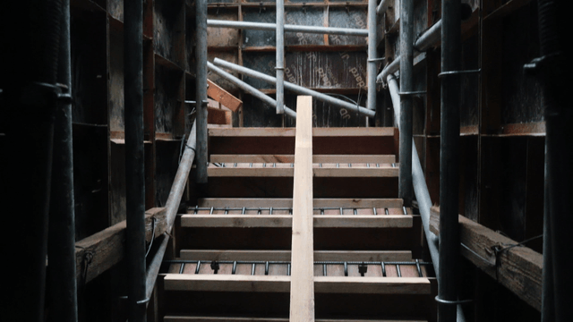 Wooden stairs under construction