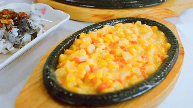 Corn cheese on the table