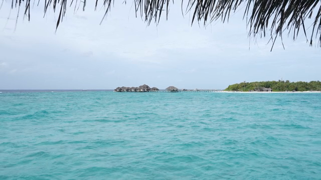 Tropical island with overwater bungalows