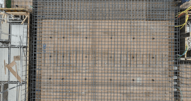 Construction site with steel framework
