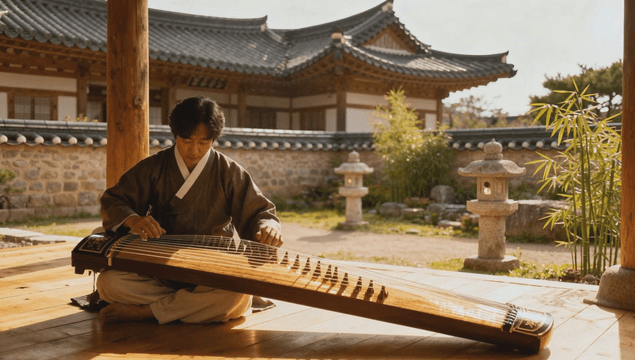 Traditional musician playing gayageum