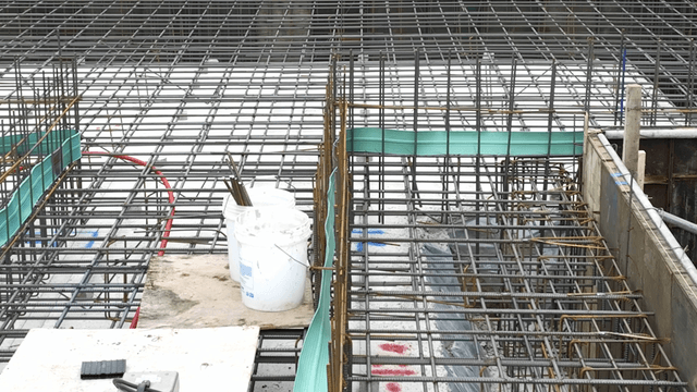Construction site with steel framework