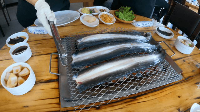 Eels quickly grilled over charcoal fire