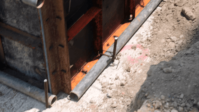 Construction site with metal framework