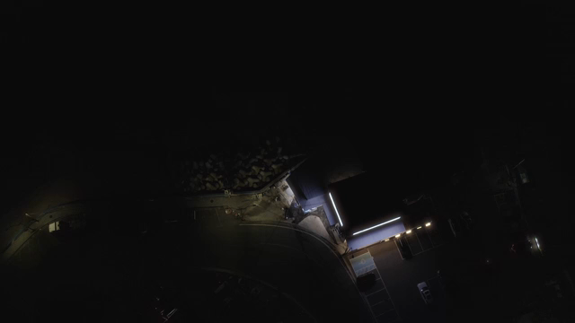 A building illuminated at night