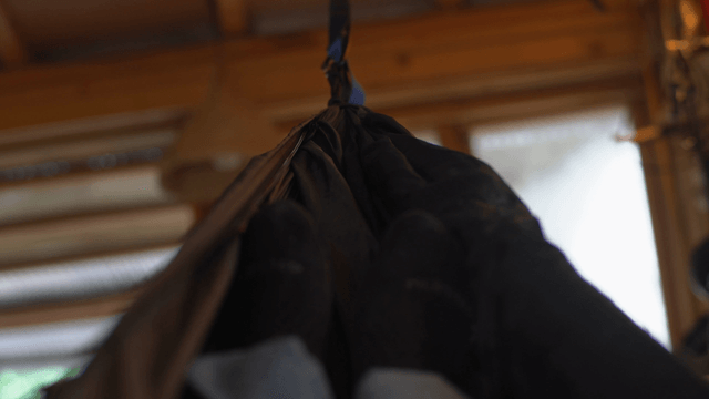 Relaxation in a hammock within a cozy space