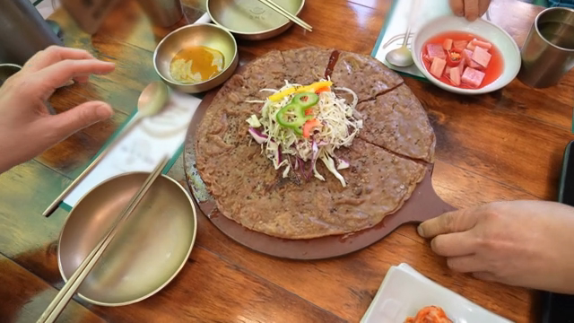 Buckwheat pancake served on a table