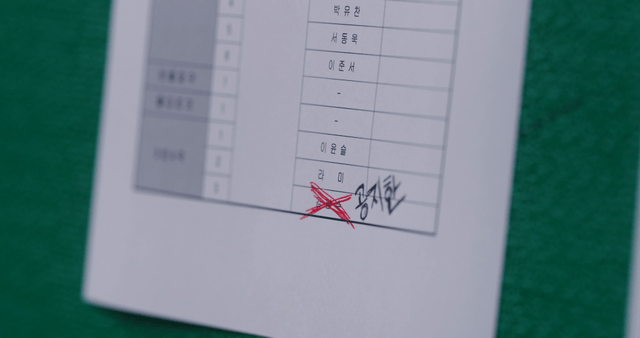 Student placement chart for a sports day on a green board