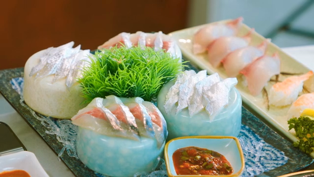 Assorted sushi and sashimi platter