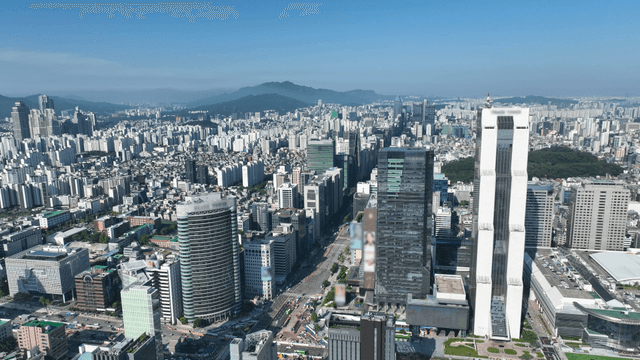 A sprawling cityscape with skyscrapers