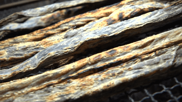 Dried fish on a grill