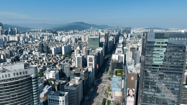 A bustling cityscape with skyscrapers