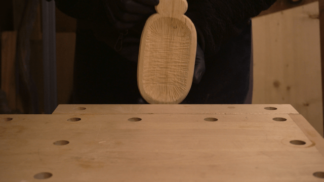 Handcrafted wooden bowl being made