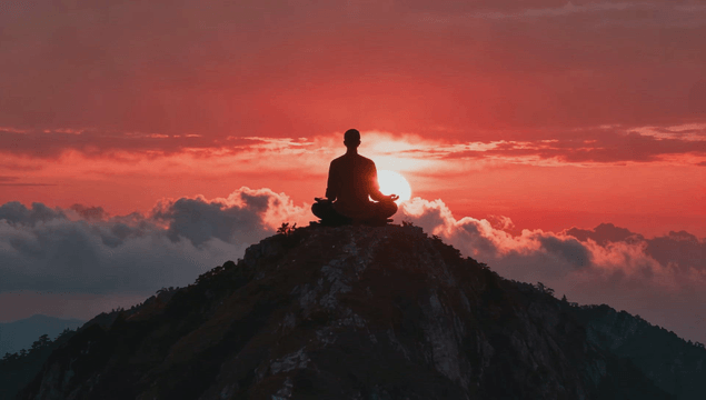 Meditation at summit during sunrise
