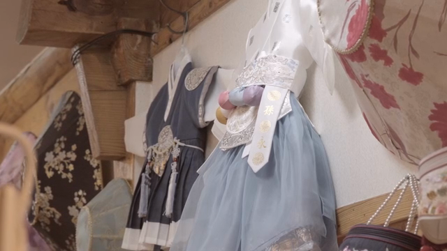 Traditional Korean dresses in a shop