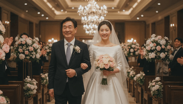 Bride walking down the aisle with her father