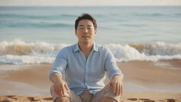Man resting on quiet beach