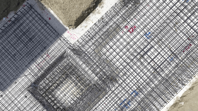 Construction site with foundation work