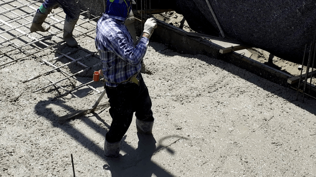 Construction workers at a building site