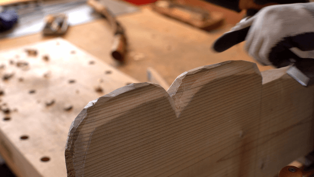 Wood carving in a workshop