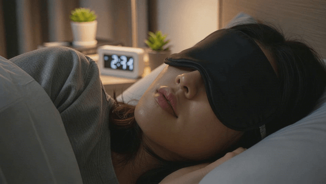 Woman sleeping with an eye mask
