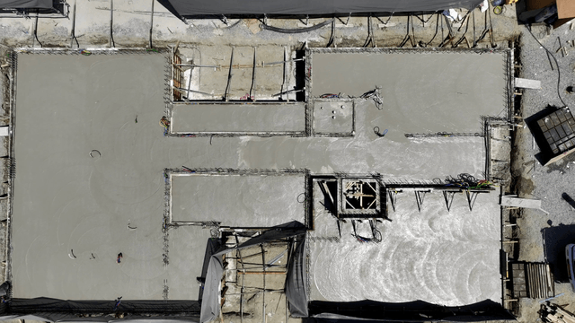 Construction site with poured concrete