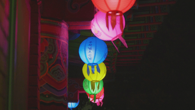 Colorful lanterns for Buddha’s Birthday at night