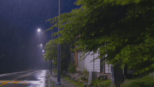 Rainy night on a quiet street