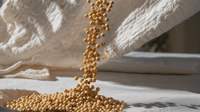 흰 천 위로 쏟아지는 콩