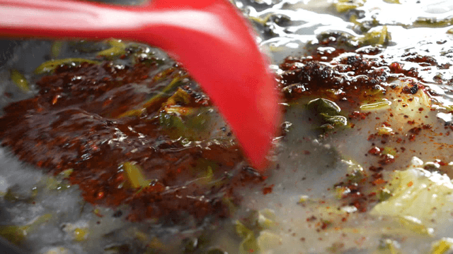 Hangover soup with vegetables and seasoning